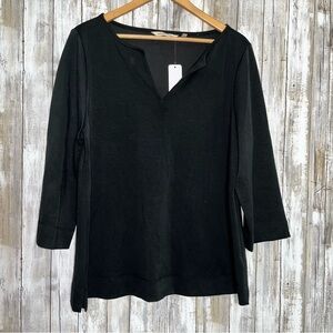 NWT Soft Surroundings Black 3/4 Sleeve Ceri Knit Blouse